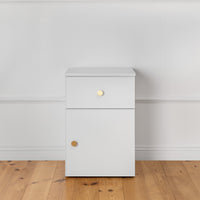 PORTO BEDSIDE TABLE - WHITE - SLIM - ROUND BRASS