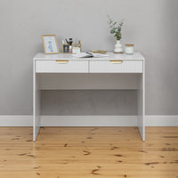 ODESSA DESK - WHITE - FLUTED - PULL BRASS