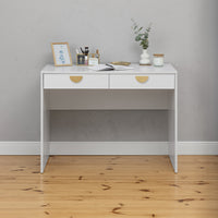 ODESSA DESK - WHITE - SLIM - HALF MOON BRASS