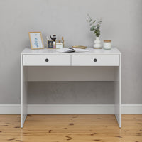 ODESSA DESK - WHITE - SLIM - ROUND BLACK