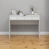 ODESSA DESK - WHITE - SLIM - ROUND BRASS