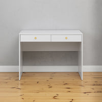 ODESSA DESK - WHITE - SLIM - ROUND BRASS