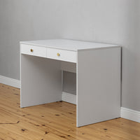 ODESSA DESK - WHITE - SLIM - ROUND BRASS