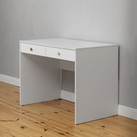 ODESSA DESK - WHITE - VJ PANEL - ROUND BRASS