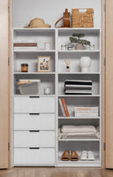 GENEVA 3 SHELF 4 DRAWER BUILT IN WARDROBE - WHITE - VJ PANEL - PULL BLACK