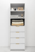 GENEVA 3 SHELF 4 DRAWER BUILT IN WARDROBE - WHITE - VJ PANEL - PULL BRASS