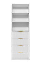 GENEVA 3 SHELF 4 DRAWER BUILT IN WARDROBE - WHITE - VJ PANEL - PULL BRASS