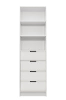 MALMO 3 SHELF 4 DRAWER WALK IN WARDROBE  - WHITE - FLUTED - PULL BLACK