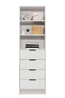 MALMO 3 SHELF 4 DRAWER WALK IN WARDROBE  - WHITE - FLUTED - PULL BLACK