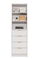 MALMO 3 SHELF 4 DRAWER WALK IN WARDROBE  - WHITE - HAMPTONS - PULL BRASS