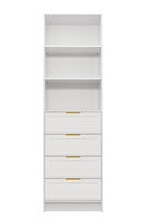 MALMO 3 SHELF 4 DRAWER WALK IN WARDROBE  - WHITE - HAMPTONS - PULL BRASS