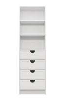 MALMO 3 SHELF 4 DRAWER WALK IN WARDROBE  - WHITE - HAMPTONS - HALF MOON BLACK