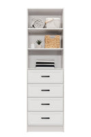 MALMO 3 SHELF 4 DRAWER WALK IN WARDROBE  - WHITE - HAMPTONS - OVAL BLACK