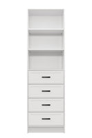 MALMO 3 SHELF 4 DRAWER WALK IN WARDROBE  - WHITE - HAMPTONS - OVAL BLACK