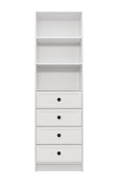 MALMO 3 SHELF 4 DRAWER WALK IN WARDROBE  - WHITE - HAMPTONS - ROUND BLACK