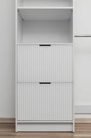 BASEL WALK IN WARDROBE KIT  - WHITE - FLUTED - PULL BLACK