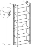 6-Tier Storage Rack with Industrial Style Steel Frame  Rustic Brown and Black, 186 cm High