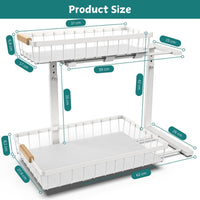 2-Tier Kitchen Under Sink Organiser Storage with Height Adjustable, Unique Slide Rail & Suction Cups for Storage