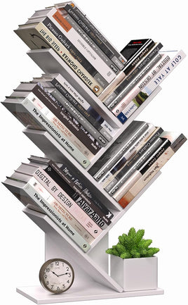 CARLA HOME 5-Tier Tree Bookshelf Storage Rack for Home Office or Bedroom (White)