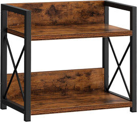 CARLA HOME 2-Tier Countertop Shelf Organizer Rustic Wood Kitchen Spice Rack for Storage, Condiments & Cabinet Organization