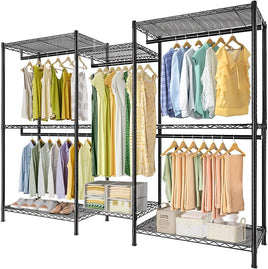 CARLA HOME Heavy Duty Clothing Garment Rack Organizer with Hanging Rods & Storage Shelves for Clothes, Shoes & Wardrobe