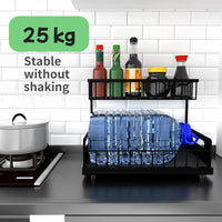 CARLA HOME 2 Pack Under Sink Organiser with Sliding Drawers for Kitchen & Bathroom