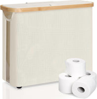 CARLA HOME 2 Pack Toilet Paper Storage Basket Holds Up to 12 Rolls with Bamboo Lid and Handle for RV Closet (White)