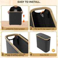 CARLA HOME 2 pack Toilet Paper Storage Basket Holds Up to 12 Rolls with Bamboo Lid and Handle for RV Closet (Black)