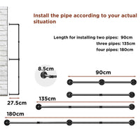Industrial Iron Pipe Clothes Rail Vintage Wall Shelf