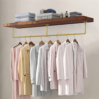 Vintage Iron Clothes Rail Gold Wall Mounted Garment Rack