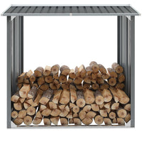 Outdoor Log Storage Shed 91cm Firewood Rack Steel w/ Raised Floor & Sloping Roof