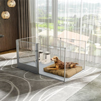 Large Acrylic Dog Playpen 132x132x80.5cm, 8 Panels Cage