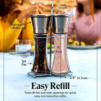 Modern Stainless Steel Salt and Pepper Grinder Set