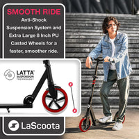 Lascoota Pulse Kick Push Commuter Scooter Teen Adult Black