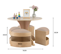 Jooyes Kids Round Wooden Table with Storage Stools Beige - Set Of 5