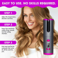 Cordless Ceramic Automatic Hair Curler for Portable Hair Styling