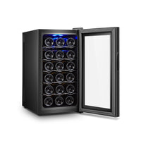 18 Bottle Thermoelectric Wine Fridge, 130W, UV Protected Glass Door, Soft LED Illumination