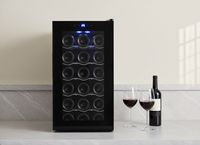 18 Bottle Thermoelectric Wine Fridge, 130W, UV Protected Glass Door, Soft LED Illumination