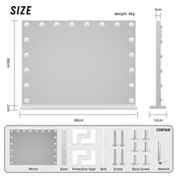 Beauty Mirror with 18 LED Bulbs, Colour Settings, White Frame,  and USB A and C Ports