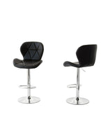 2 Comfortable Bar Stools (Black) w/ Adjustable Height, 90-112cm