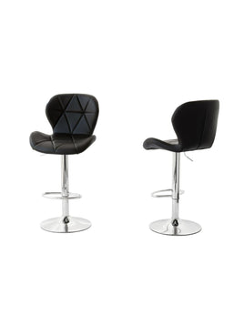 2 Comfortable Bar Stools (Black) w/ Adjustable Height, 90-112cm