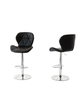 2 Comfortable Bar Stools (Black) w/ Adjustable Height, 90-112cm