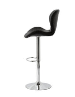 2 Comfortable Bar Stools (Black) w/ Adjustable Height, 90-112cm