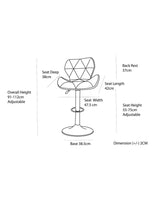 2 Comfortable Bar Stools (Black) w/ Adjustable Height, 90-112cm