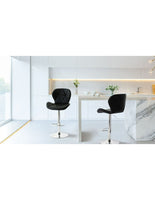 2 Comfortable Bar Stools (Black) w/ Adjustable Height, 90-112cm