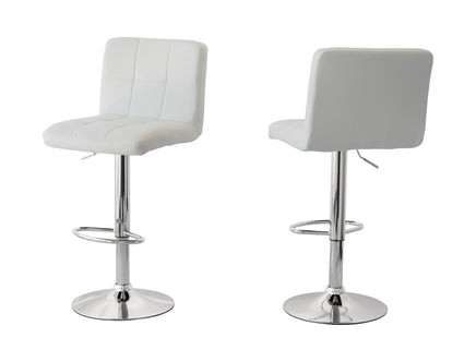 2 Tall Back Paddled Leather Barstools (White), 90-110cm