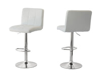 2 Tall Back Padded Leather Barstools (White), 90-110cm