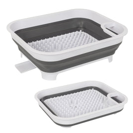 Collapsible Dish Rack with Utensil Section Space-Saving Drying Rack for Compact Kitchens & Camping