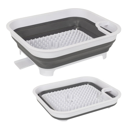 Collapsible Dish Rack with Utensil Section Space-Saving Drying Rack for Compact Kitchens & Camping