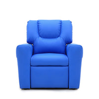 Blue Kids push back recliner chair with cup holder